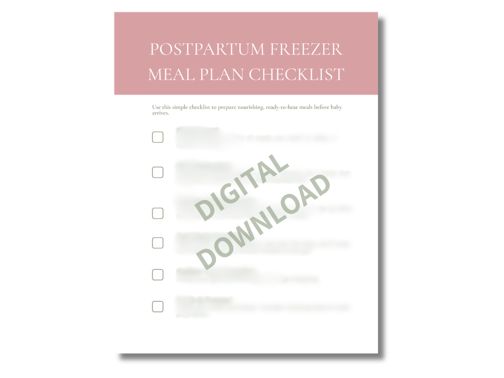Postpartum Freezer Meal Plan Checklist